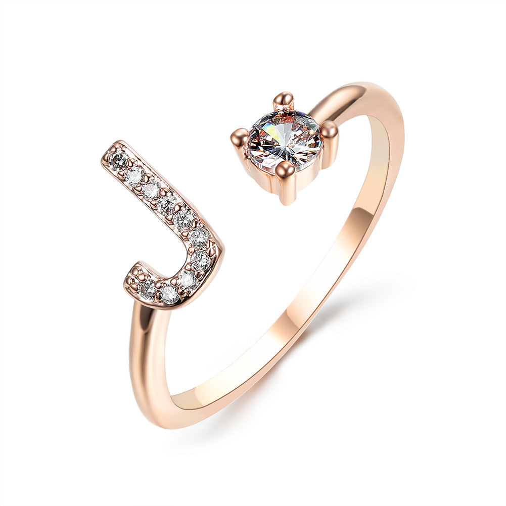 LOVE LETTER – Verstellbarer Initialen-Ring mit Zirkonia in Gold, Silber oder Roségold - Lunastein
