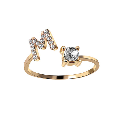 LOVE LETTER – Verstellbarer Initialen-Ring mit Zirkonia in Gold, Silber oder Roségold - Lunastein
