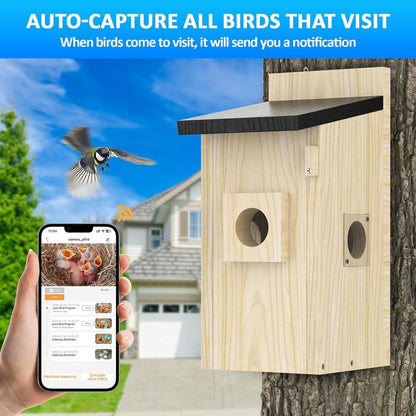 Smart Bird Houses For Outside Solar Powered,4MP Birdhouse Camera For Outdoors, Watch Bird Nesting & Hatching In Real Time, AI Identify Bird Behavior & Create, DIY Ideal Gift