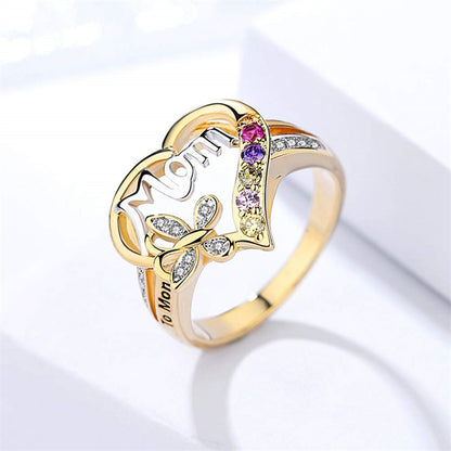 Forever Mom – Herzring mit Schmetterling & Kristallen - Lunastein