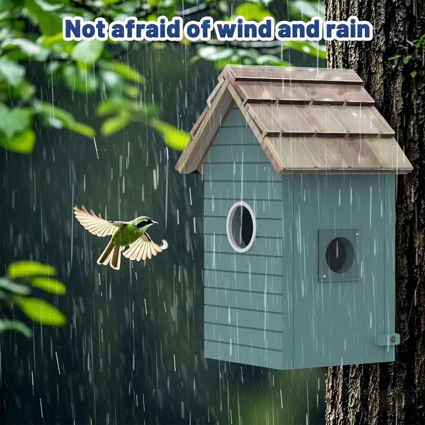 smart bird house,bird feeder with camera - ai bird species identification, 3mp hd photos, inside 2.4g-wi-fi,1.5in focus, blue