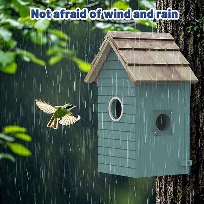 Smart Bird House,Bird Feeder With Camera - Ai Bird Species Identification, 3MP HD Photos, Inside 2.4G-Wi-Fi,1.5In Focus, Blue