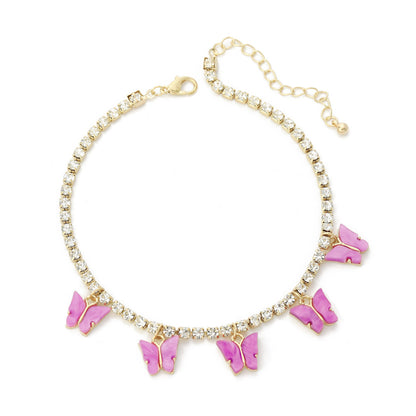 Butterfly Bliss – Strass-Fußkettchen mit Schmetterlingsanhängern - Lunastein - Schmuck