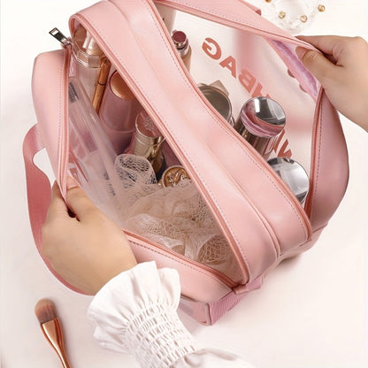 Fashionable Travel Makeup Bag With PVC Lining, Letter Design Handbag Perfect For Gym, Business, Or Travel SchmuckNeu