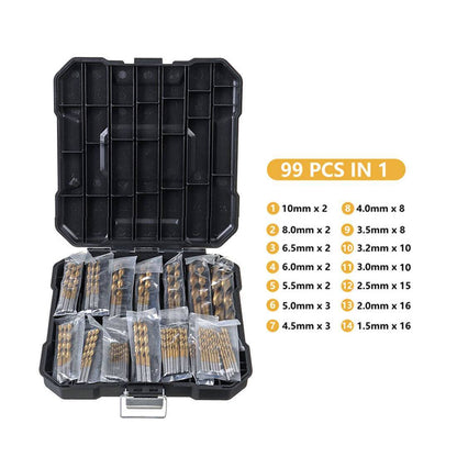 99X Titan HSS Spiralbohrer Stahl Bohrer Satz Werkzeug Set Metallbohrer 1.5-10mm Love Local Jewelry