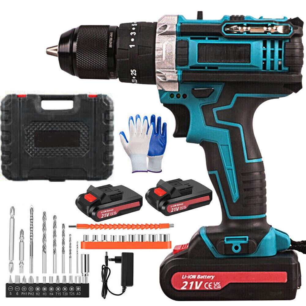3 in 1 brushless schlagbohrschrauber 21v akkuschrauber set in koffer mit 2 akku