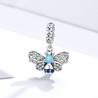 Blue Bee Charm – Bienen-Anhänger aus 925 Silber mit Zirkonia - Lunastein