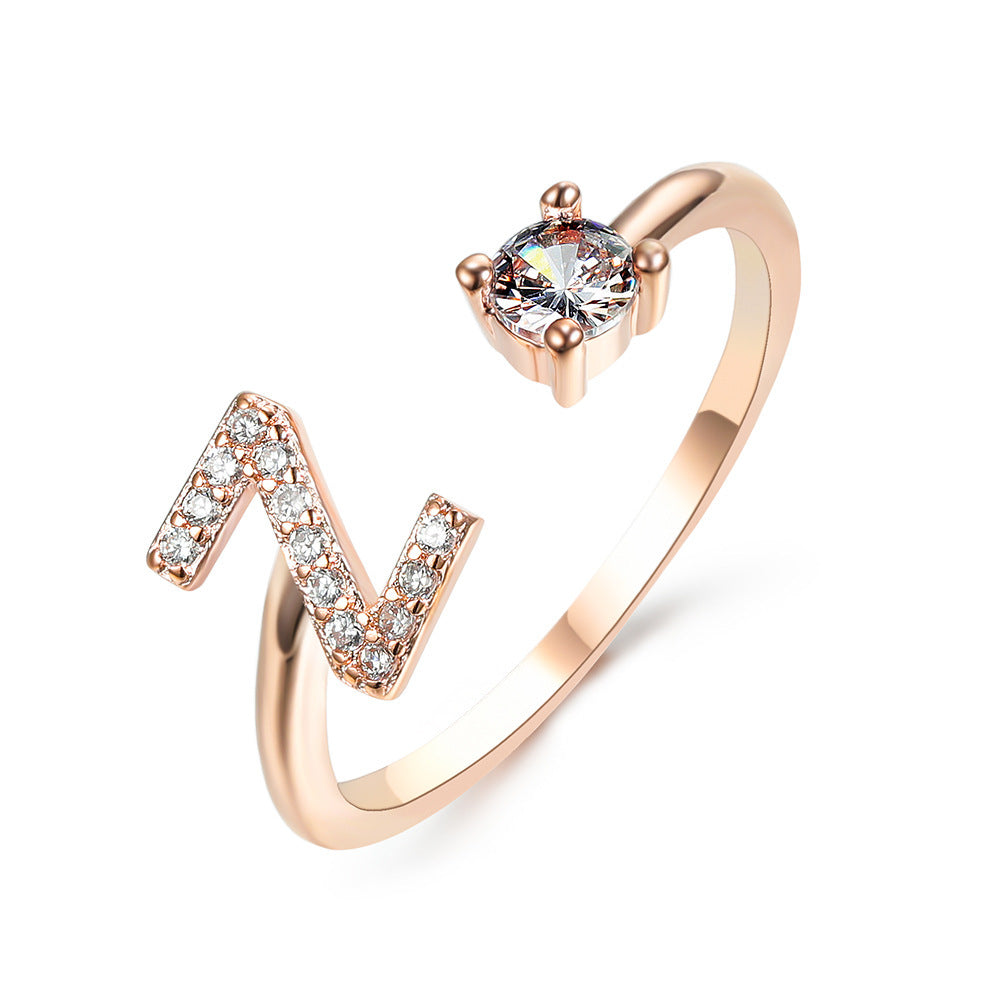 LOVE LETTER – Verstellbarer Initialen-Ring mit Zirkonia in Gold, Silber oder Roségold - Lunastein