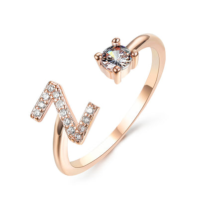LOVE LETTER – Verstellbarer Initialen-Ring mit Zirkonia in Gold, Silber oder Roségold - Lunastein