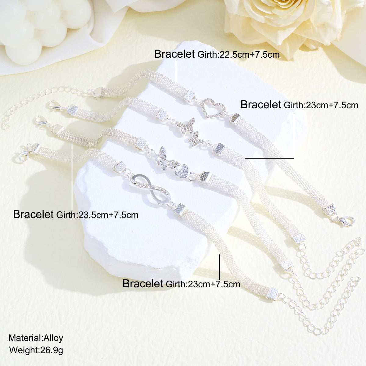Infinity Grace – 4-teiliges Silber-Fußkettchen-Set mit Symbolen - Lunastein - Schmuck