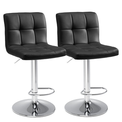 Bar Stools Set Of 4, Counter Height Barstools,Square Seat Cushion Barstool With Back, Height Adjustable PU Leather Swivel Barstool ,White