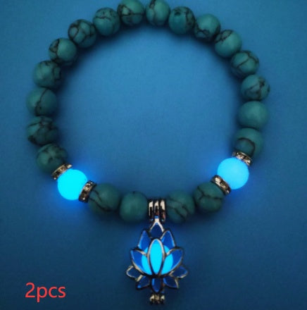 energy luminous lotus natural stone bracelet yoga healing luminous glow in the dark charm beads bracelet for men women prayer buddhism schmuckneu