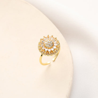 Classic Charm Sunflower Flower Stainless Steel Necklace Earrings Fashion Exquisite Micro Seed Jewelry Ring - Lunastein