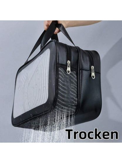 Fashionable Travel Makeup Bag With PVC Lining, Letter Design Handbag Perfect For Gym, Business, Or Travel SchmuckNeu