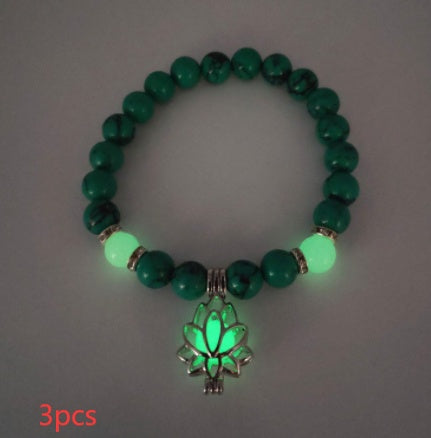 Energy Luminous Lotus Natural Stone Bracelet Yoga Healing Luminous Glow In The Dark Charm Beads Bracelet For Men Women Prayer Buddhism SchmuckNeu