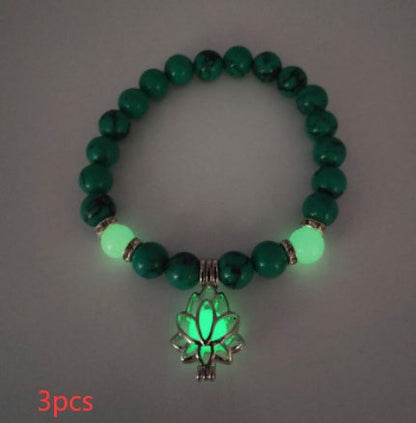 Energy Luminous Lotus Natural Stone Bracelet Yoga Healing Luminous Glow In The Dark Charm Beads Bracelet For Men Women Prayer Buddhism SchmuckNeu