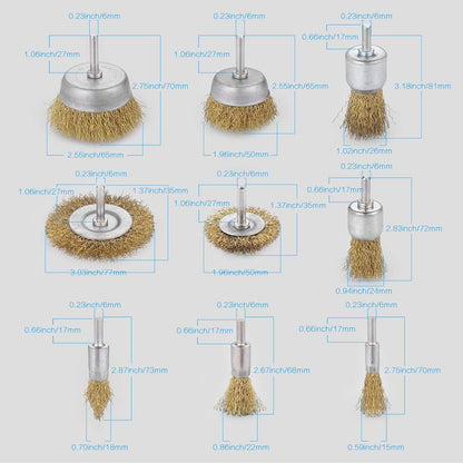 9pcs Grinding Brushes Steel Wire Brush Wire Brushes Set Attachment For Drilling Machine