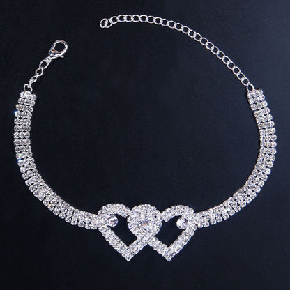 Crystal Hearts – 2-teiliges Strass-Fußkettchen mit Doppelherz - Lunastein - Schmuck