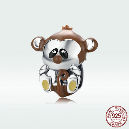 Little Monkey Charm 2025 – Tierischer Anhänger mit Emaille in 925 Silber - Lunastein