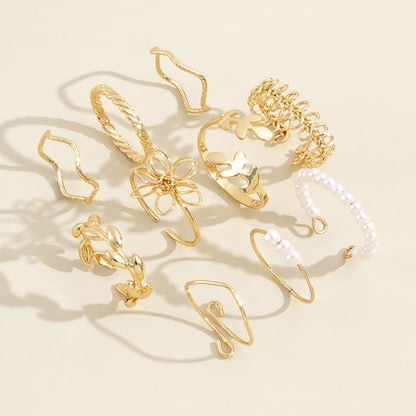 Openwork Flower Set Ring Simple Glossy - Lunastein