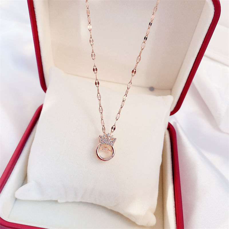 crown & charm – halskette mit zirkonia-anhänger in 11 zauberhaften designs - lunastein