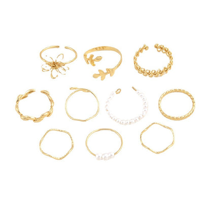 Openwork Flower Set Ring Simple Glossy - Lunastein